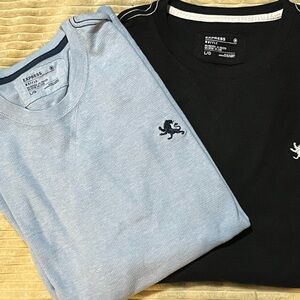 Express Light Blue and Black Waffle Knit Shirts